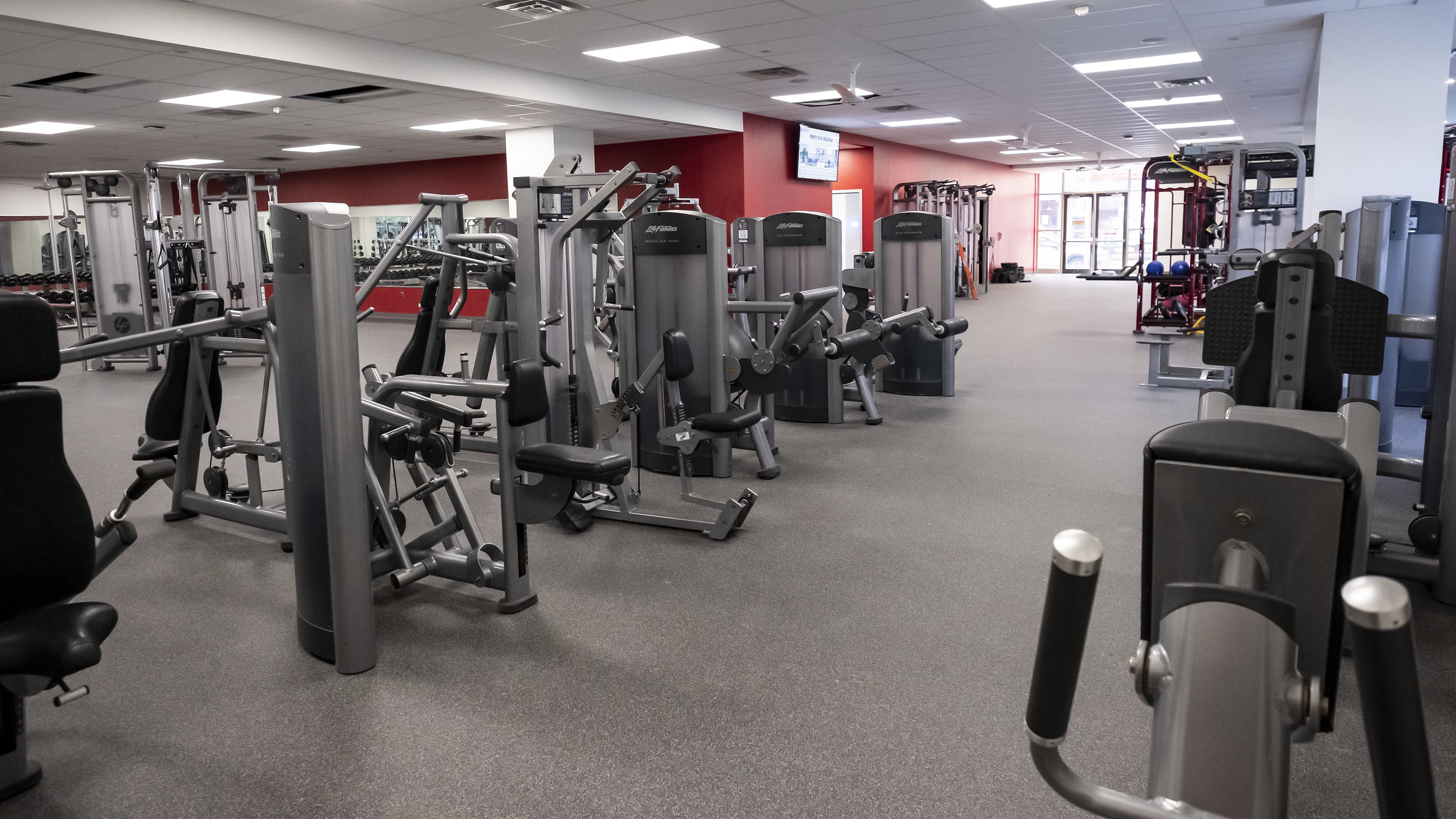 newly renovated IBC Student Recreation Center weight lifting stations.