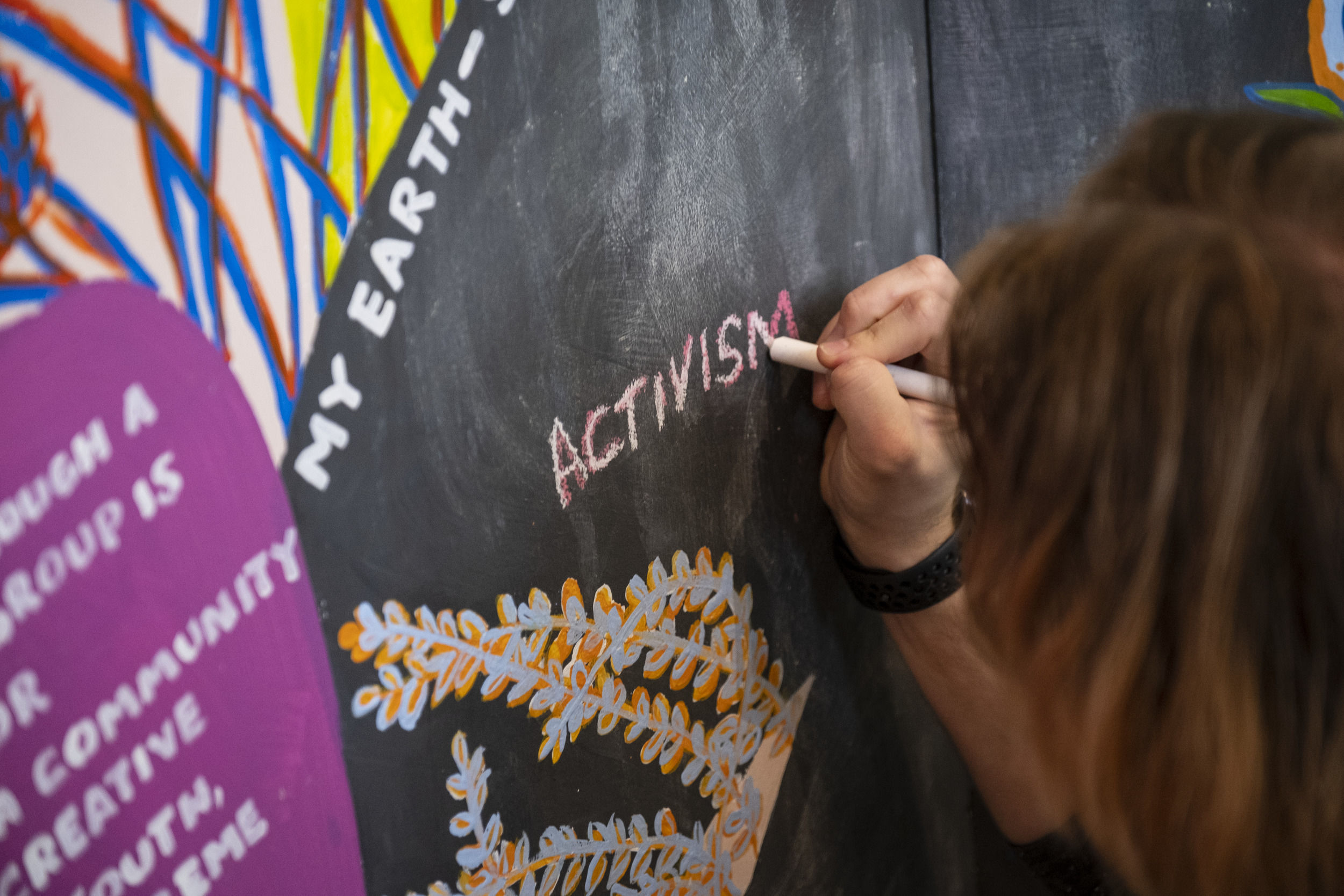 Chalkboard brainstorm during a Temple SEEDS meeting.