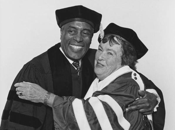 William Randolph "Sonny" Hill, Jr. and Temple University trustee Joan H. Ballots at the 1998 Temple University commencement