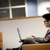 Student working on a laptop