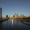 Philadelphia skyline along the Schuylkill River.