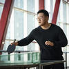 student playing table tennis.