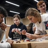 students collaborate in the IDEAS Hub.
