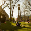 A sunny day on Temple's Main Campus with a view of the Bell Tower.