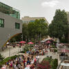 Club fair happening on campus outside the Charles Library.