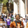 Students walking through campus.