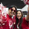 Students at a football tailgate event 