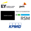 logos for Ernst & Young, PricewaterhouseCoopers, Deloitte, RSM, and KPMG