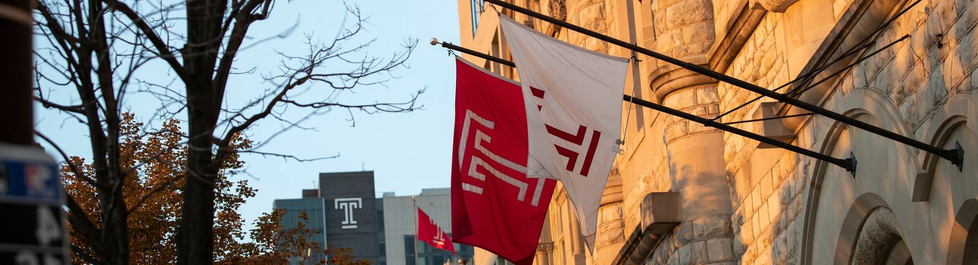 Flags on Temple University’s campus
