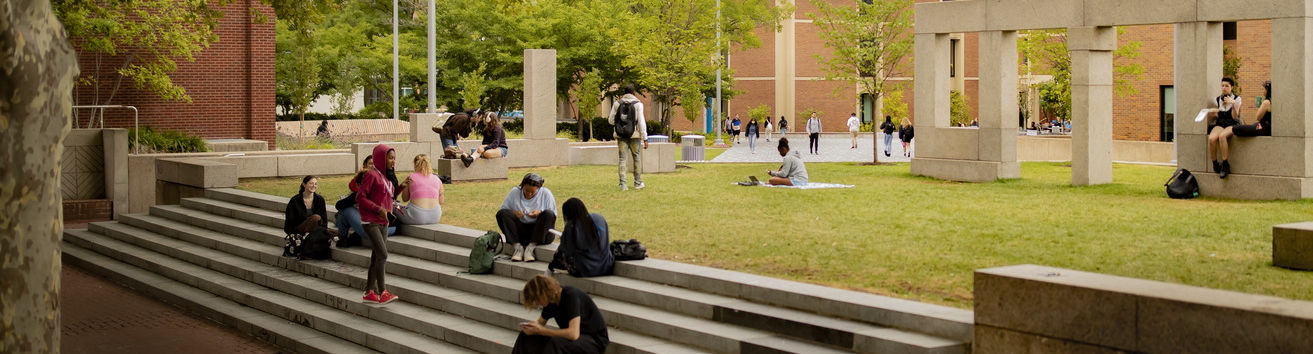 Students sitting on campus