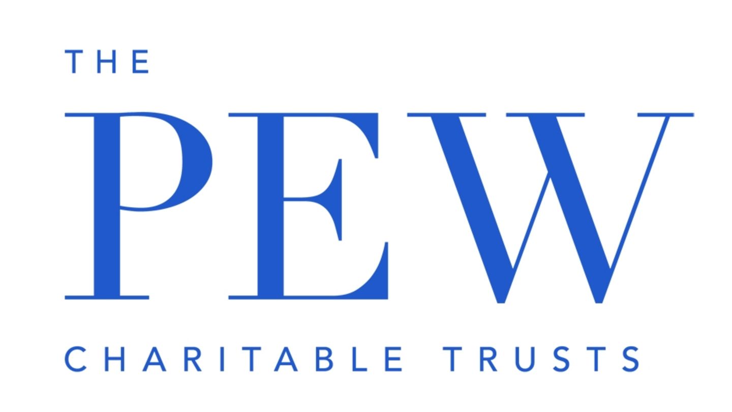 The PEW Charitable Trusts logo is Blue text on white background
